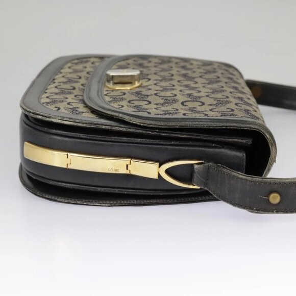 CELINE C Sulky Shoulder Bag Canvas Navy Beige - Picture 4 of 16